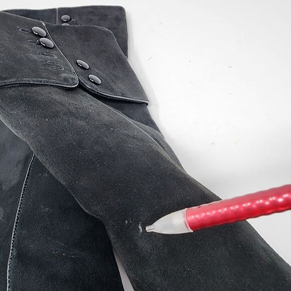 Sofft Lograno Black Suede Leather Knee High Cuffed Boots Zip Button Size 5.5M - Picture 11 of 16